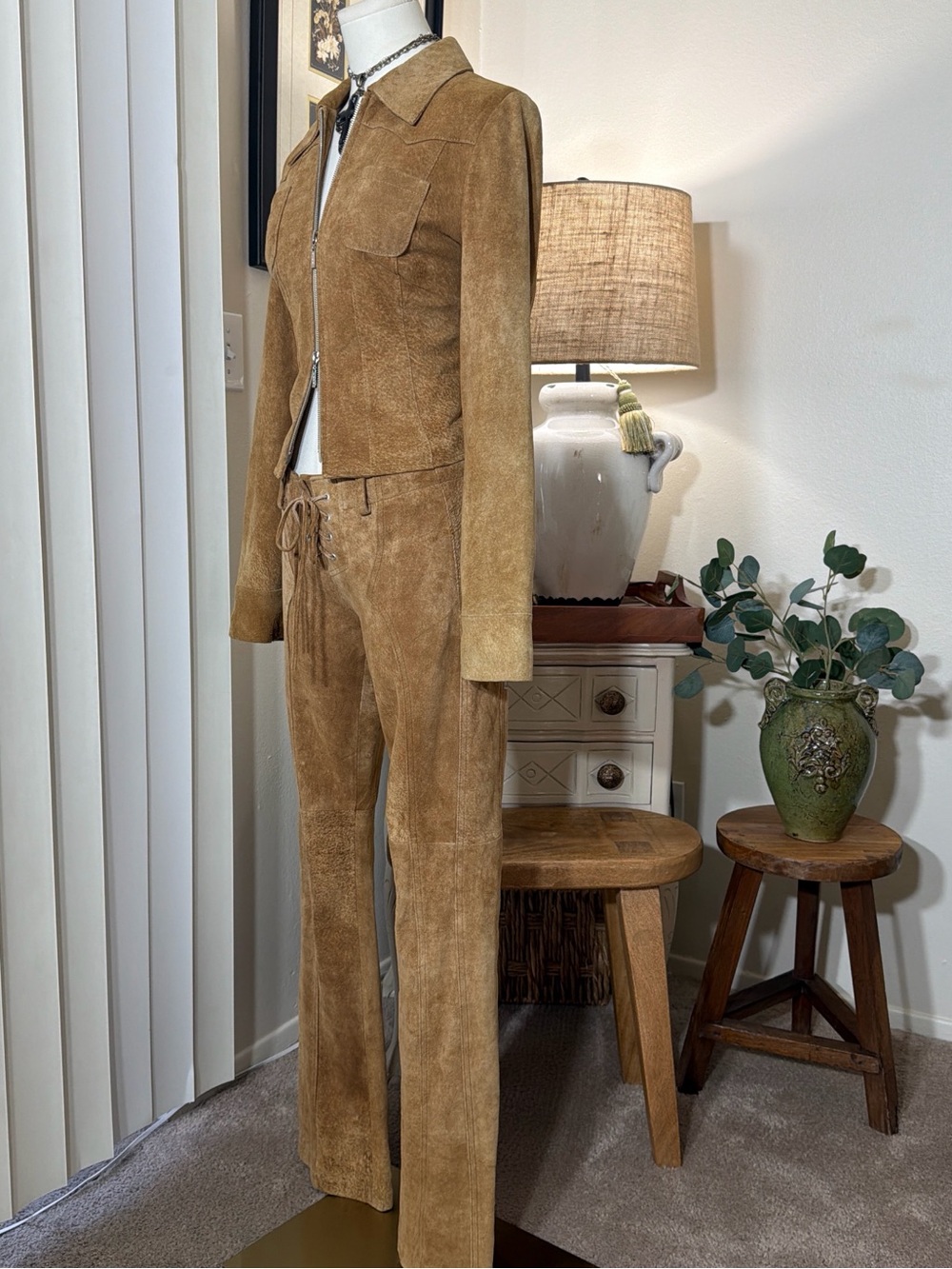 Bebe Leather Suede Jacket Pants Two Piece Ser - Picture 4 of 8